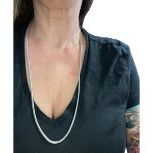*Beautiful Flat Serpentine 28" Chain Necklace--Stamped .925--"STERLING"